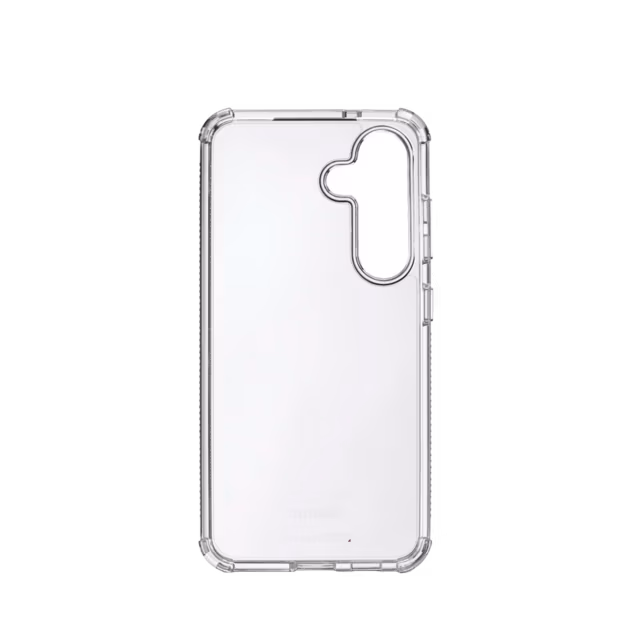 Die Handyhülle "Extreme Protect" für Galaxy ist eine transparente, durchsichtige Hülle mit abgerundeten Kanten und einem großen Kameraausschnitt oben links, abgebildet auf einem schlichten weißen Hintergrund.